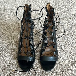 Aquazzura Black lace up heels